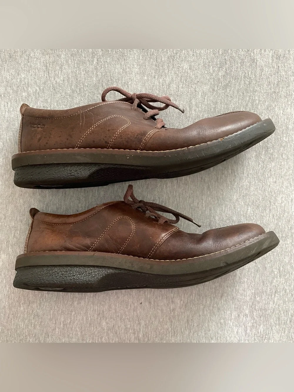 Ecco Men's Size EU 43 US 9-9.5 Brown Leather Casual Lace-Up Shoes